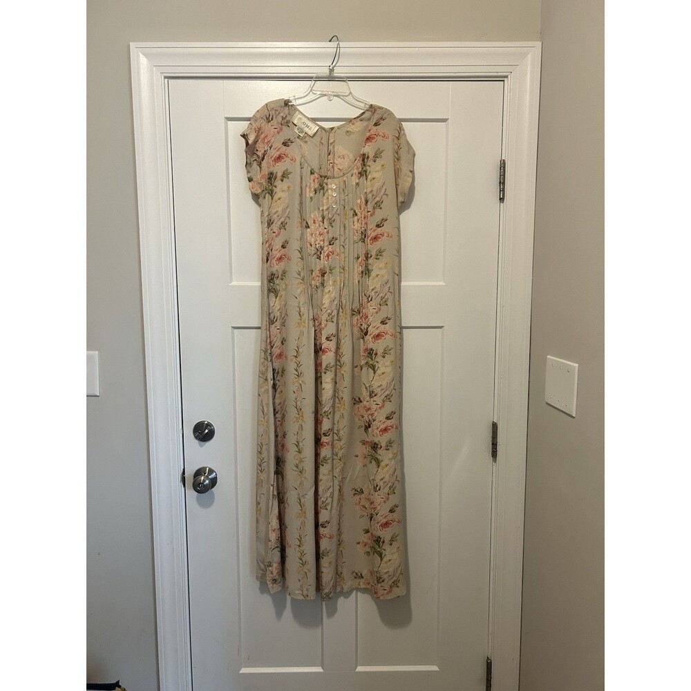 OM2 VINTAGE 90’ COTTAGE CORE MAXI LENGTH DRESS SIZE 10 FLORAL 100% RAYON Button